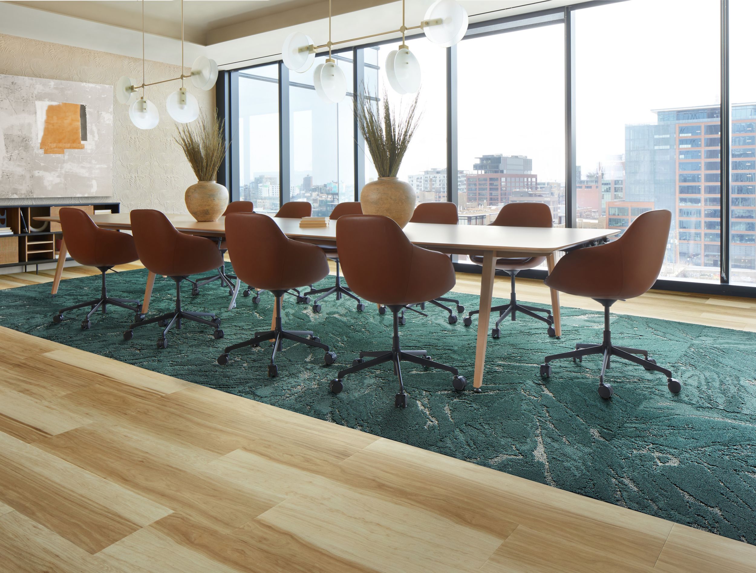 Interface Great Heights LVT and FLOR Zera in Pine shown in a conference room image number 7